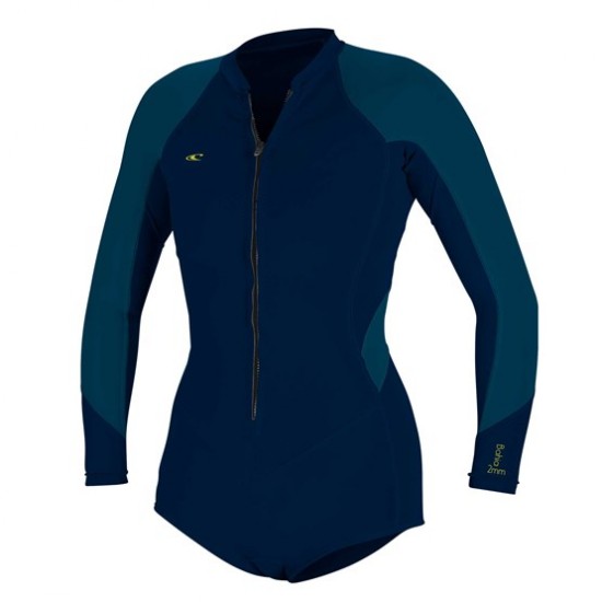 Promotion O'NEILL Womens wetsuit Bahia 2/1 Front Zip L/S Short Spring ABYSS/FRENCHNAVY